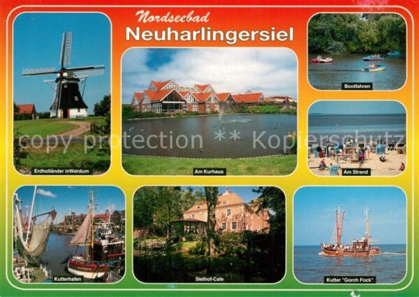 Neuharlingersiel Windmühle Kutterhafen Kurhaus Cafe Boot