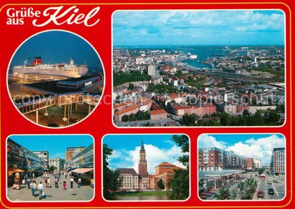 Kiel Stadtpanorama Hafen Fähre Fussgängerzon