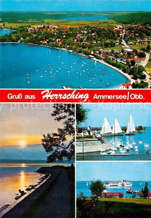 Herrsching Ammersee Fliegeraufnahme Uferpartie am See Fahrg
