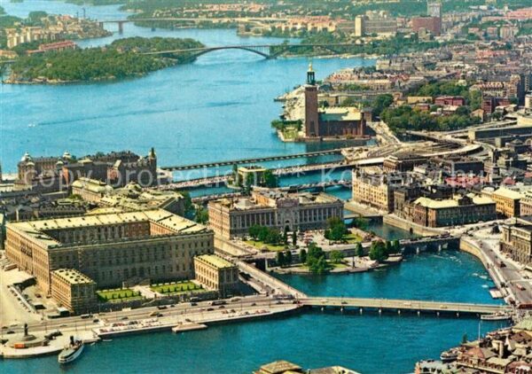 Stockholm Fliegeraufnahme Schloss Stadthaus