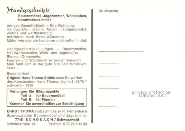 Schonach Schwarzwald Holzschnitzerei Jagdzimmer – Bild 2