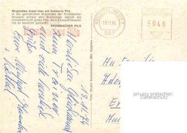 Krombach Westfalen Krombacher Brauerei Gaststube – Bild 2