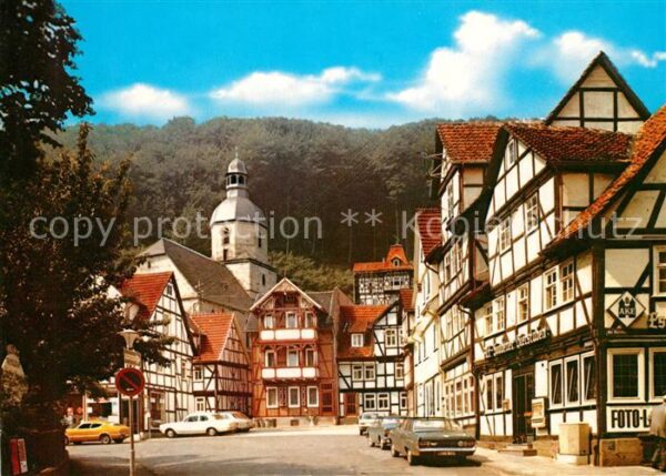 Bad Sooden-Allendorf Rhenanusplatz Fachwerkhäuser Kirchturm