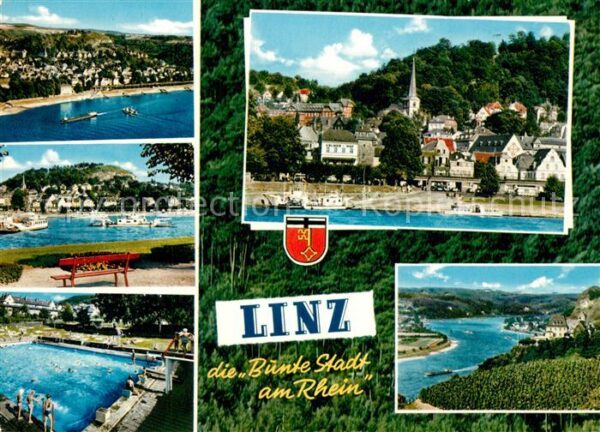 Linz Rhein Fliegeraufnahme Schwimmbad Park Fährsch
