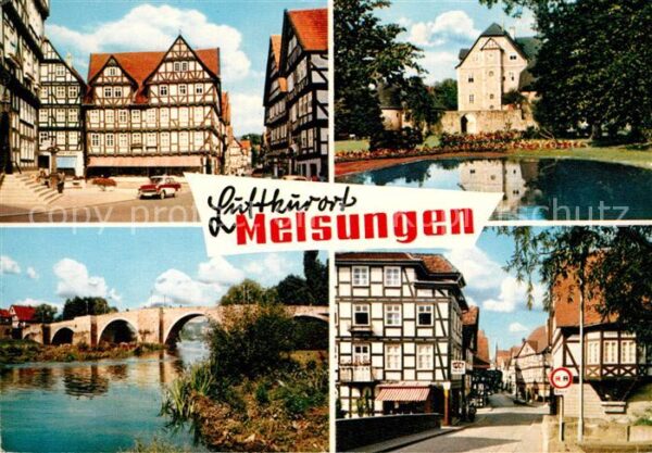 Melsungen Fulda Brücke Fachwerkhäuser Parkanlage