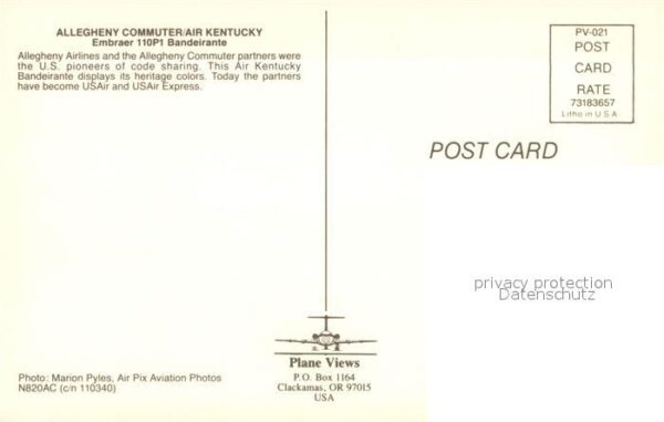 Flugzeuge Zivil Allegheny Commuter Air Kentucky Embraer – Bild 2