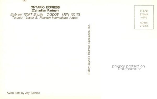 Flugzeuge Zivil Ontario Express Canadian Partner Embrae – Bild 2