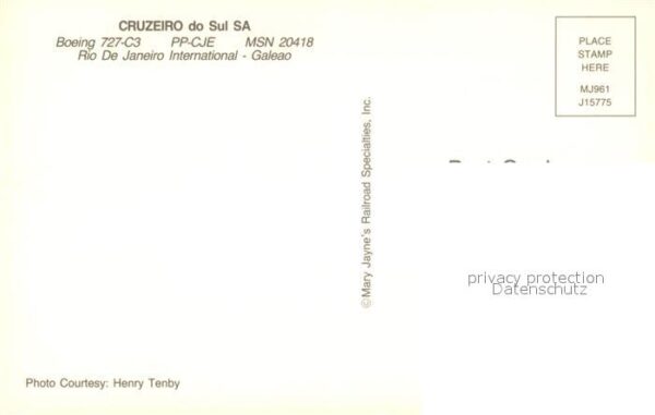 Flugzeuge Zivil Cruzeiro do Sul SA Boeing 727-C3 PP-CJE – Bild 2