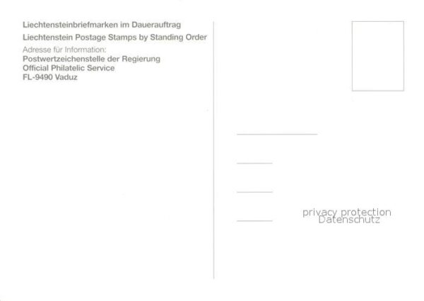 Briefmarken auf Postkarte Liechtenstein Schloss Vaduz – Bild 2