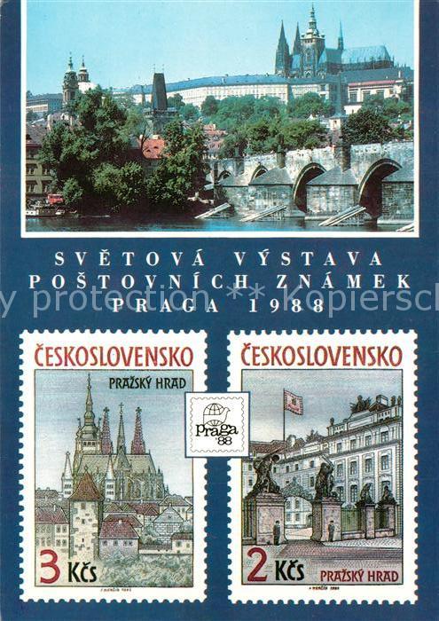 Briefmarken auf Postkarte Svetova Vystava Postovnich Znamek Praga