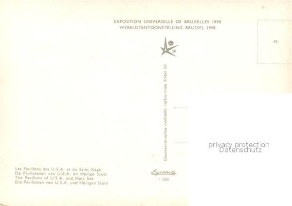 Exposition Universelle Bruxelles 1958 Pavillons des U.S.A. Saint Siege – Bild 2