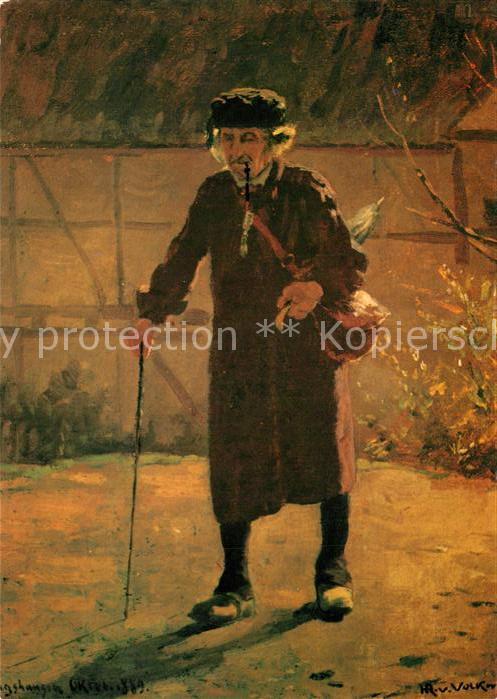 Kuenstlerkarte H. R. von Volkmann Heimkehrender Bauer