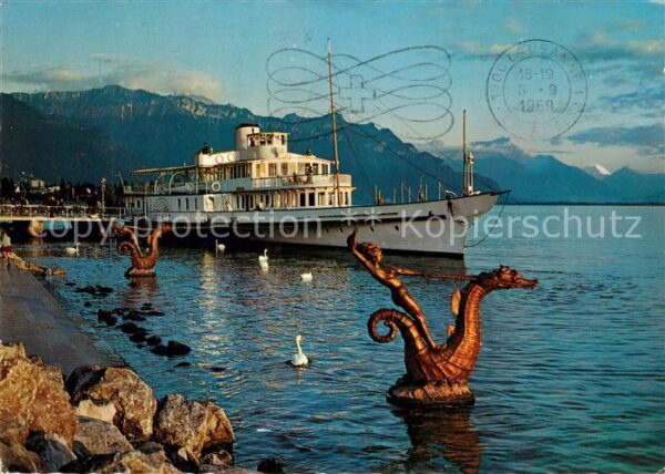 Motorschiffe Vevey Lac Leman Port au Crepuscule