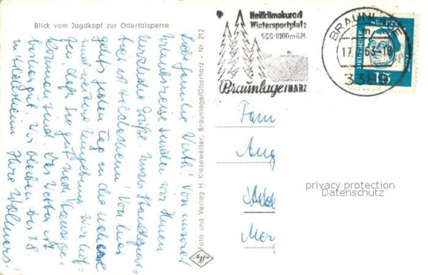 Braunlage Blick vom Jagdkopf zur Odertalsperre – Bild 2