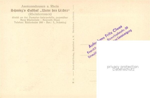 Assmannshausen Schmiegs Gasthof Unter den Linden – Bild 2