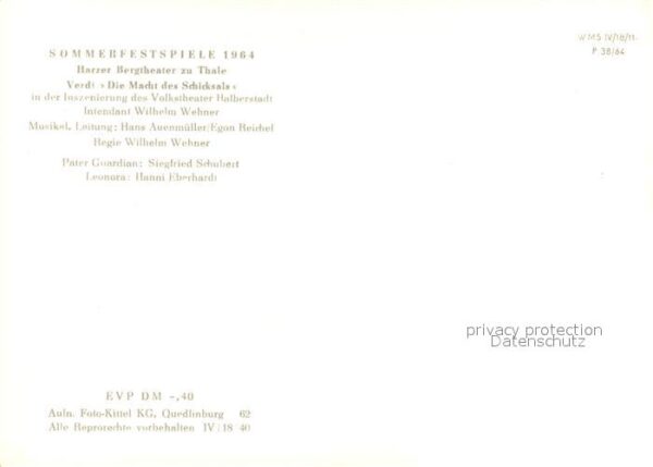 Thale Harz Bergtheater Sommerfestspiele 1961 Verdi – Bild 2