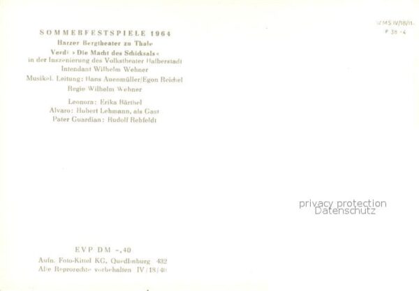 Thale Harz Bergtheater Sommerfestspiele 1964 Verdi – Bild 2