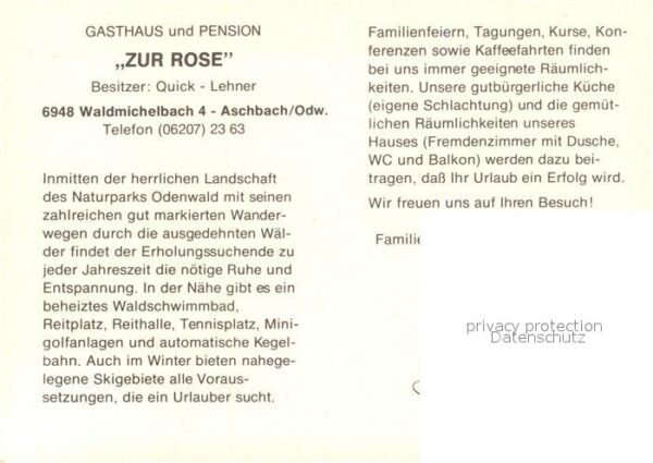 Aschbach Odenwald Gasthaus Pension Zur Rose Gasträume Pan – Bild 2