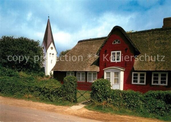 Amrum St Clemens Kirche und altes Friesenhaus