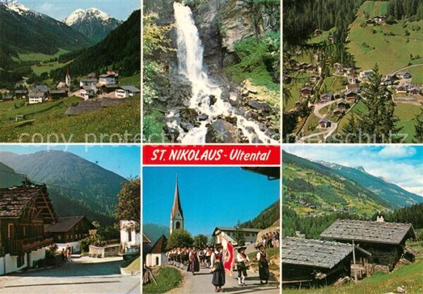 St Nikolaus Ultental Ortsansichten Kirche Berghütten Wasserf