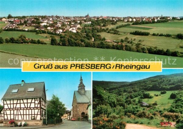 Presberg Rheingau Gesamtansicht Hauptstrasse Fachwerkhaus
