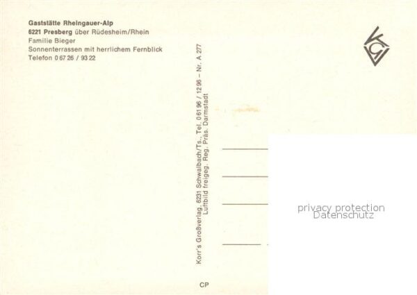 Presberg Rheingau Gaststätte Rheingauer Alp – Bild 2