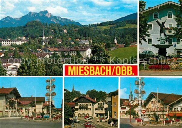 Miesbach Gesamtansicht Maibaum Innenstadt Brunne