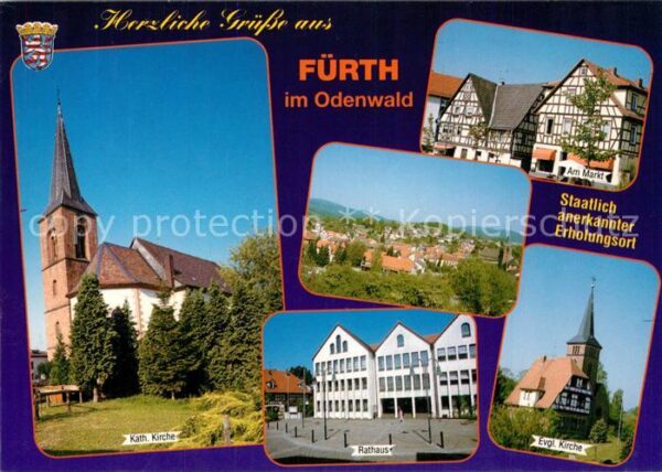 Fuerth Odenwald Kirche Markt Fachwerkhäuser Rathaus Sta