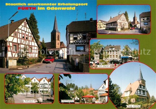 Fuerth Odenwald Ortsmotiv mit Kirche Fachwerkhäuser Mar