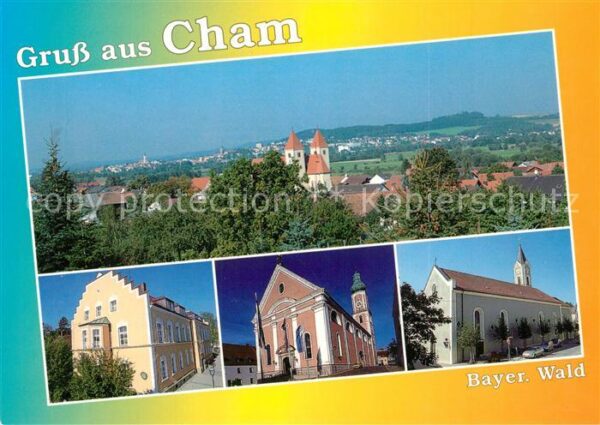 Cham Oberpfalz Stadtpanorama Kirche Tor zum Bayerische