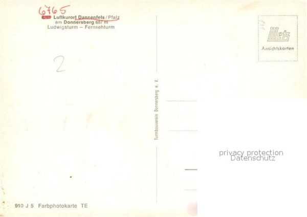 Dannenfels Ludwigsturm und Fernsehturm am Donnersb – Bild 2