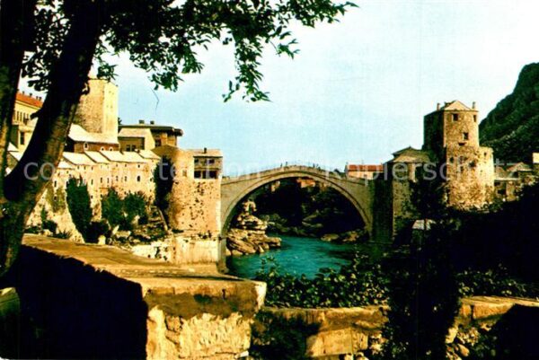 Mostar Moctap Brücke über die Neretva Wahrzeichen der