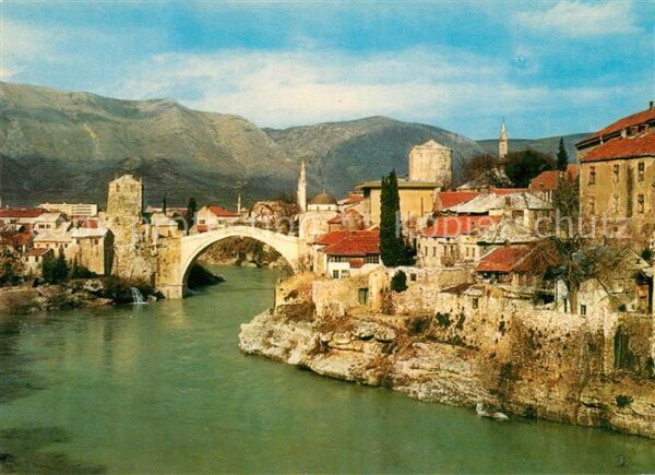 Mostar Moctap Brücke über die Neretva Wahrzeichen der