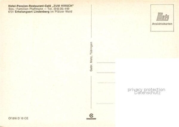Lindenberg Pfalz Hotel Pension Cafe Zum Hirsch Ortsansic – Bild 2