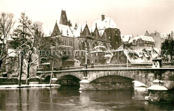 Marburg Lahn Lahnbrücke Universität im Winter
