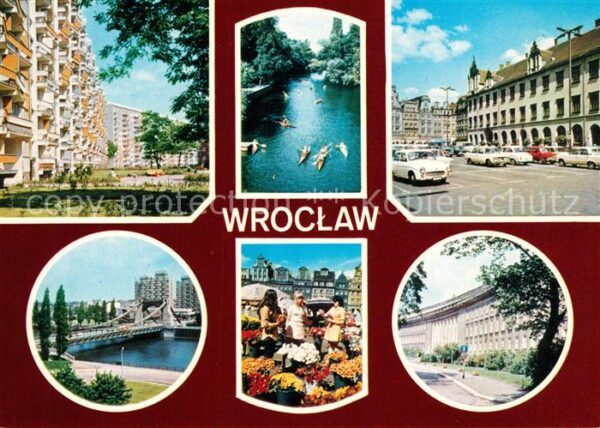 Popowice Wroclaw Siedlung Hochhäuser Markt Oderbrücke Ge
