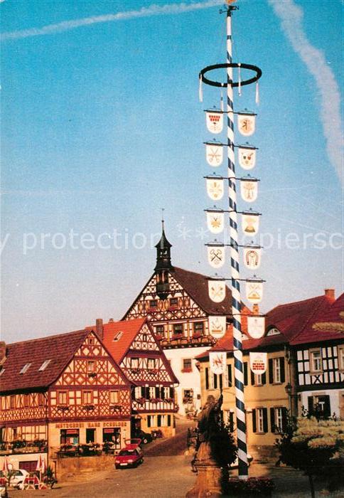 Burgkunstadt Maibaum Marktplatz Fachwerkhäuser