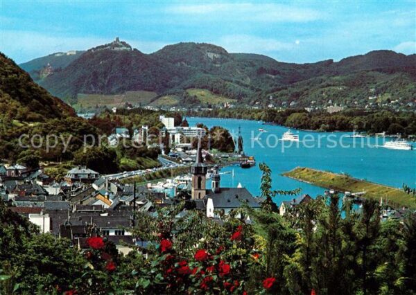Oberwinter Rhein mit Drachenburg Petersburg und Drachenf