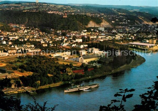 Lahnstein Panorama Lahnmündung mit Burg Lahneck