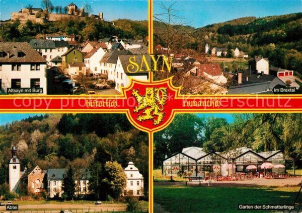 Sayn Bendorf Altsayn mit Burg Panorama Brextal Abtei