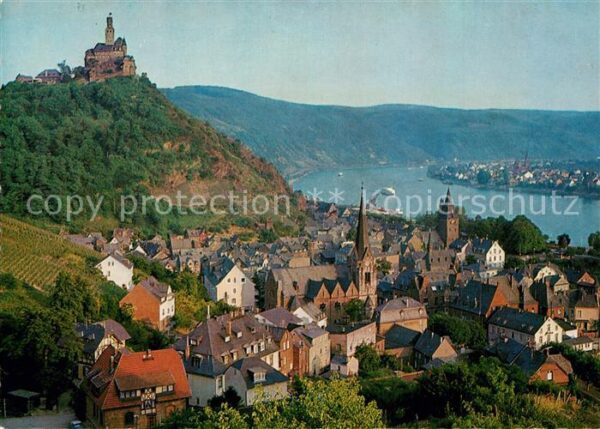 Braubach Rhein Stadtpanorama mit Blick zur Marksburg