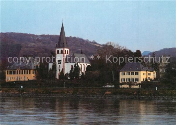 Unkel Rhein Blick über den Rhein St Pantaleon Kirch