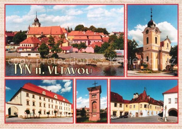 Tyn nad Vitavou Tein Rathaus Schloss Kirche Stadtansicht