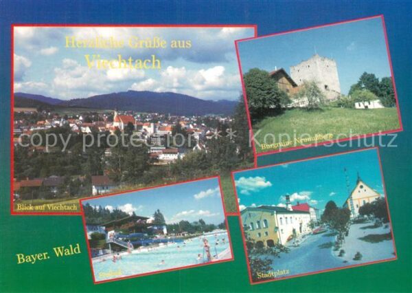Viechtach Bayerischer Wald Panorama Stadtplatz Freibad Burgruine N