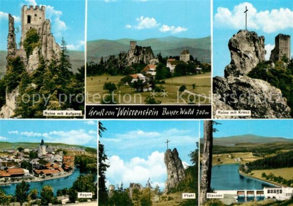 Weissenstein Regen Ruine Aufgang Kreuz Pfahl Stausee