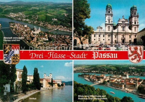 Passau Fliegeraufnahme Dom Sankt Stephan Innka