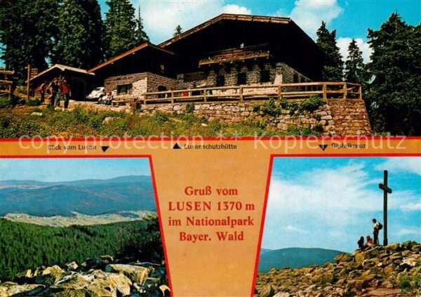 Lusen Bayerischer Wald Lusenschutzhütte Gipfelkreuz