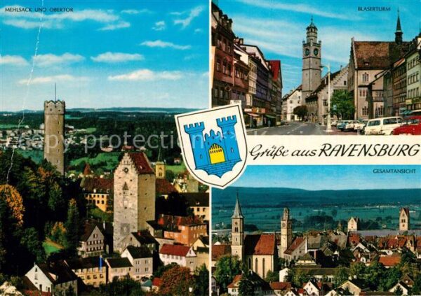 Ravensburg Wuerttemberg Bläserturm Mehlsack Obertor Panorama