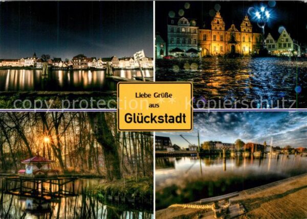 Glueckstadt Stadtpanoramen Nachtaufnahme