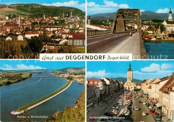 Deggendorf Donau Stadtblick Brücke Donaupartie Luitpoldp